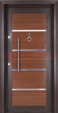 Коричневая входная дверь c МДФ панелью ЧД-27 в частный дом в Сочи