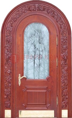 Толстая металлическая арочная дверь со стеклом ДА-20 в Сочи