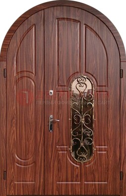 Арочная двухстворчатая стальная дверь Винорит ДА-54 в Сочи