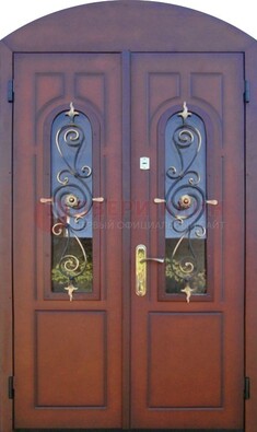 Двухстворчатая стальная дверь Винорит в форме арки ДА-55 в Сочи