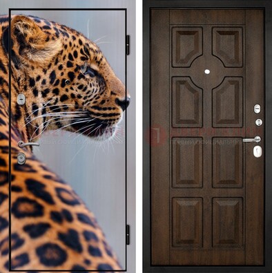Металлическая дверь с фотопечатью леопарда ДФ-26 в Сочи