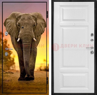 Металлическая дверь с фотопечатью слона ДФ-30 в Сочи