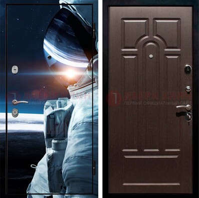 Стальная дверь с фотопечатью космонавта ДФ-4 в Сочи