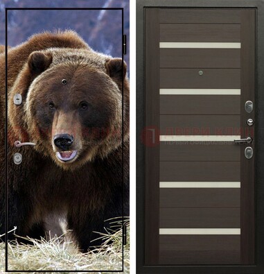 Железная дверь с фотопечатью медведя ДФ-7 в Сочи