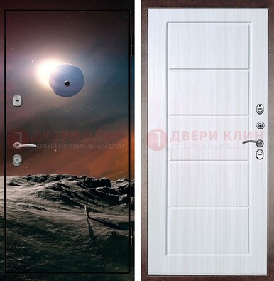 Стальная дверь с фотопечатью планет ДФ-8 в Сочи