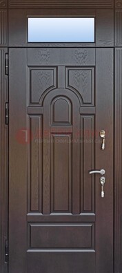 Железная дверь с фрамугой в коричневом цвете ДФГ-22 в Сочи