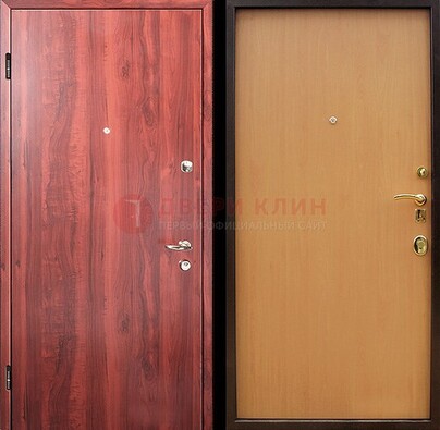 Красная железная дверь с ламинатом ДЛ-3 в Сочи