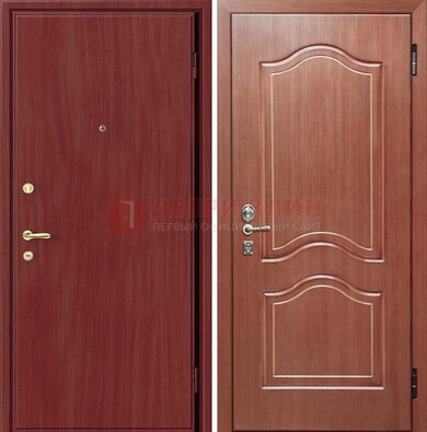 Красная металлическая дверь с ламинатом МДФ внутри ДЛ-8 в Сочи