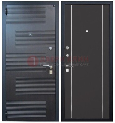 Темная металлическая дверь с МДФ ДМ-105 в деревянный дом в Туле