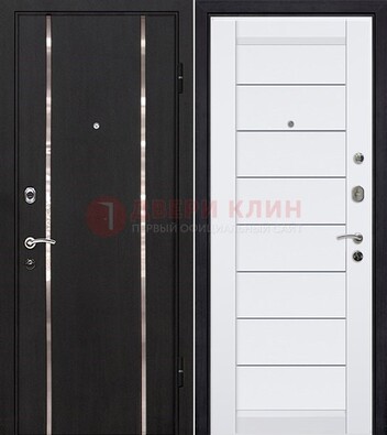 Черная входная дверь с МДФ и декоративными вставками ДМ-143 в Сочи