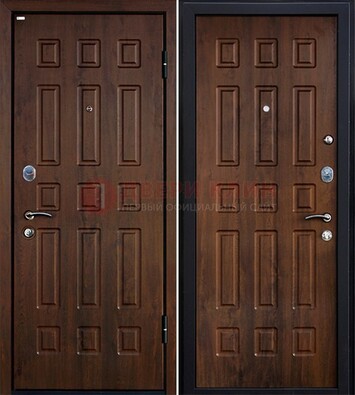 Коричневая металлическая дверь с МДФ ДМ-156 для квартиры в Сочи
