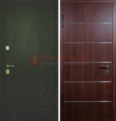 Темная металлическая дверь с МДФ ламинат с молдингами внутри ДМ-16 в Сочи