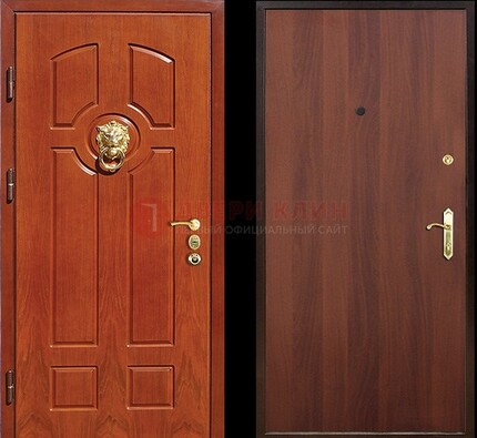 Оранжевая стальная дверь с МДФ ламинат внутри ДМ-18 в квартиру в Сочи