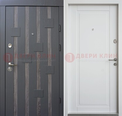 Темная металлическая дверь c белом МДФ внутри ДМ-231 в Сочи