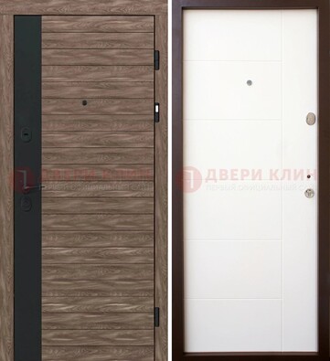 Коричневая входная дверь с черной вставкой МДФ ДМ-239 в Сочи