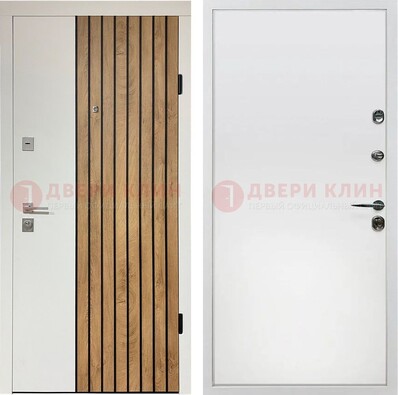 Белая с коричневой вставкой филенчатая дверь МДФ ДМ-278 в Сочи