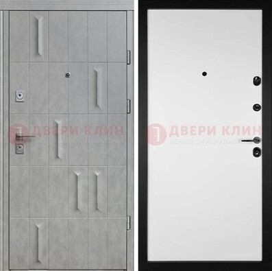 Серая стальная дверь с рисунком МДФ и внутри Белый ясень ДМ-280 в Сочи