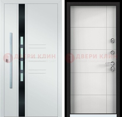 Металлическая дверь в белом цвете с МДФ ДМ-323 в Сочи