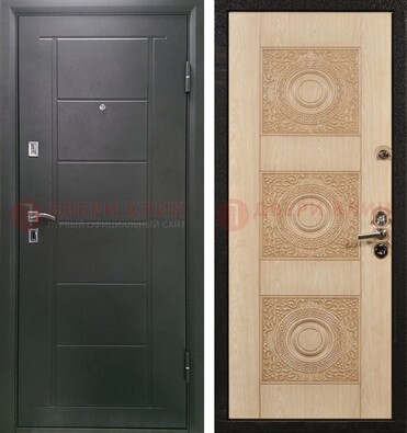 Темная железная дверь с МДФ в квартиру ДМ-344 в Сочи