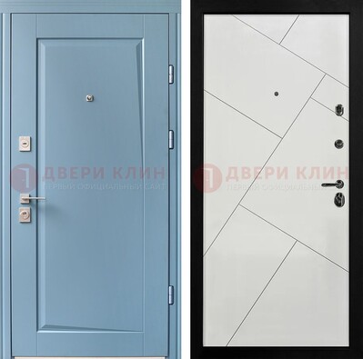 Синяя железная дверь с МДФ панелями ДМ-491 в Сочи