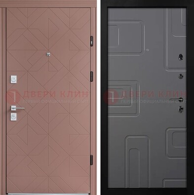 Красная стальная дверь в квартиру с МДФ хайтек ДМ-493 в Сочи