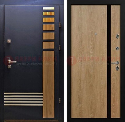 Черная металлическая дверь с МДФ хайтек ДМ-513 в Сочи