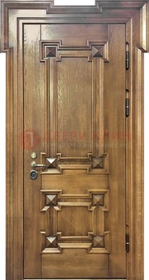 Филенчатая железная дверь с массивом дуба ДМД-56 в Сочи