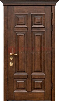 Филенчатая железная дверь с массивом дуба ДМД-68 в Сочи