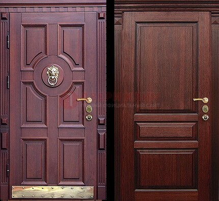 Темная входная дверь с массивом дуба с декоративной вставкой ДМД-6 в Сочи