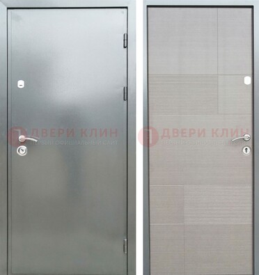 Металлическая серая дверь с порошковым покрытием и серым МДФ внутри ДП-250 в Сочи