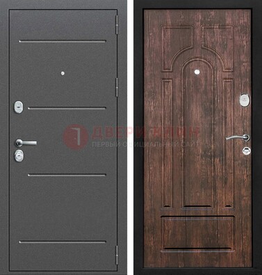 Железная дверь Антик серебро с порошковым напылением и МДФ Тисненый орех ДП-260 в Сочи