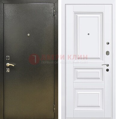 Железная темно-серая дверь с порошковым напылением и белой МДФ ДП-274 в Сочи