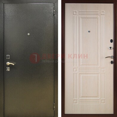 Стальная темно-серая дверь с порошковым напылением и МДФ Белый дуб ДП-277 в Сочи