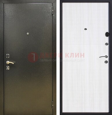 Стальная темно-серая дверь с порошковой отделкой и МДФ Белый ясень ДП-279 в Сочи
