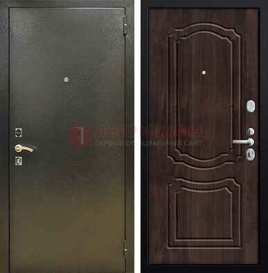 Темно-серая железная дверь с порошковым покрытием и коричневой МДФ ДП-288 в Сочи