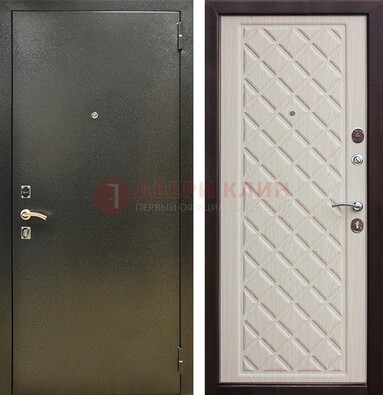 Темно-серая железная дверь с порошковым покрытием и филенчатой МДФ ДП-289 в Сочи
