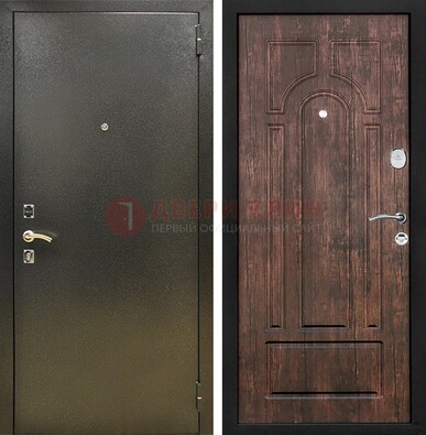 Темно-серая металлическая дверь с порошковым покрытием и МДФ коричневая ДП-292 в Сочи