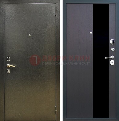 Входная темная дверь с порошковым покрытием и МДФ со стеклом ДП-294 в Сочи
