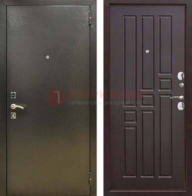 Входная темно-серая дверь с порошковым напылением и коричневой МДФ ДП-301 в Сочи