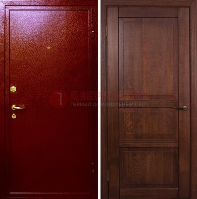 Красная железная дверь с порошковым окрасом ДП-58 в Сочи