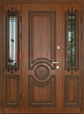 Парадная распашная стальная дверь Винорит со стеклом ДПР-106 в Сочи