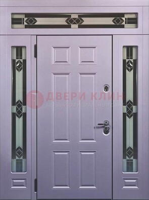 Филенчатая железная парадная дверь с фрамугами ДПР-82 в Сочи