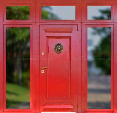 Красная парадная дверь для частного дома ДПР-88 в Сочи