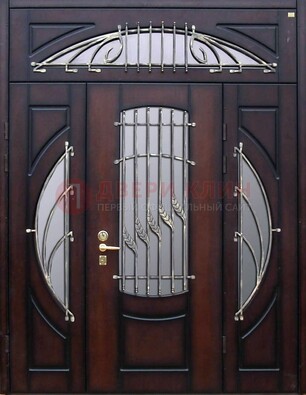 Парадная дверь со стеклянными вставками и ковкой ДПР-9 для улицы в Сочи