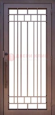 Стальная решетчатая дверь в коричневом цвете ДР-12 в Сочи