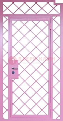 Розовая металлическая решетчатая дверь ДР-15 в Сочи