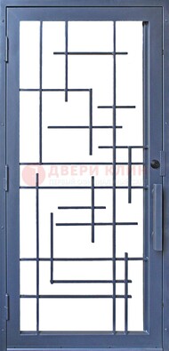 Современная железная решетчатая дверь синяя ДР-31 в Сочи