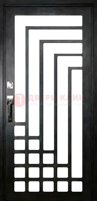 Черная стальная решетчатая дверь в современном стиле ДР-43 в Сочи