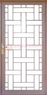 Коричневая металлическая решетчатая дверь для дома ДР-47 в Сочи
