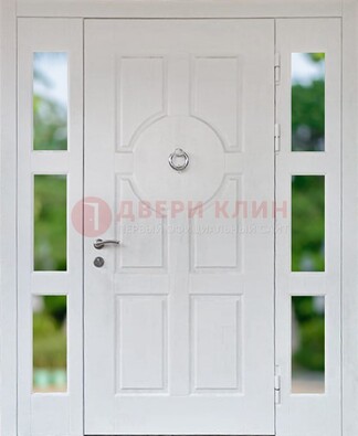 Белая стальная дверь со стеклом и фрамугами ДС-20 в Сочи
